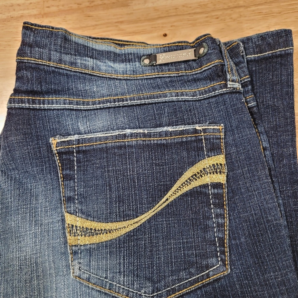 Southpole Womens 13 Flare Jeans Embroidered Pockets Mid Rise Denim Blue - Picture 4 of 14